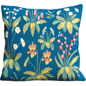 Blomster p bl bund, uldgarn GB