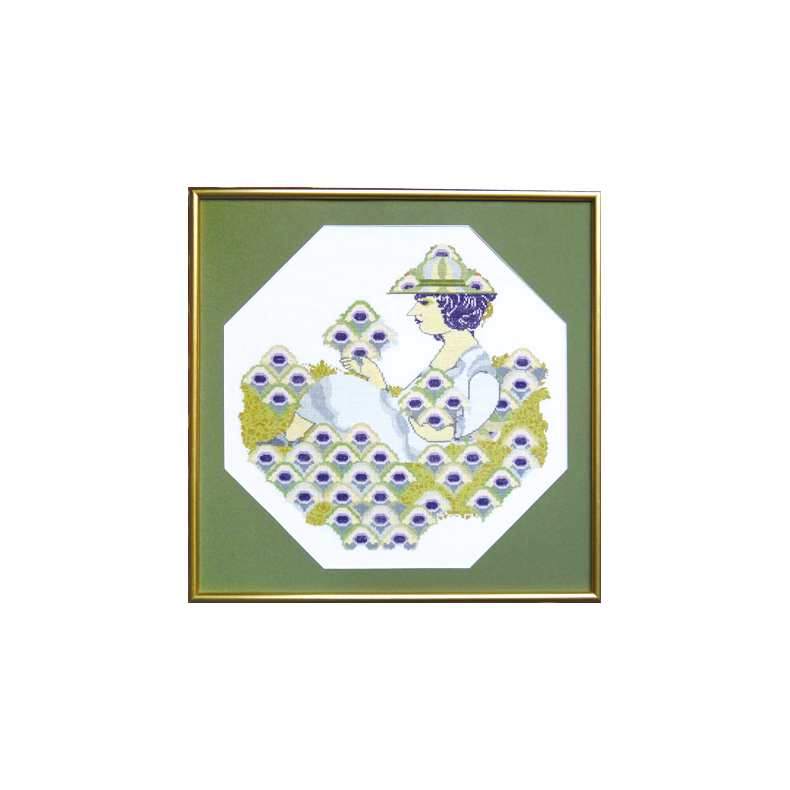 Pige med blomster BW